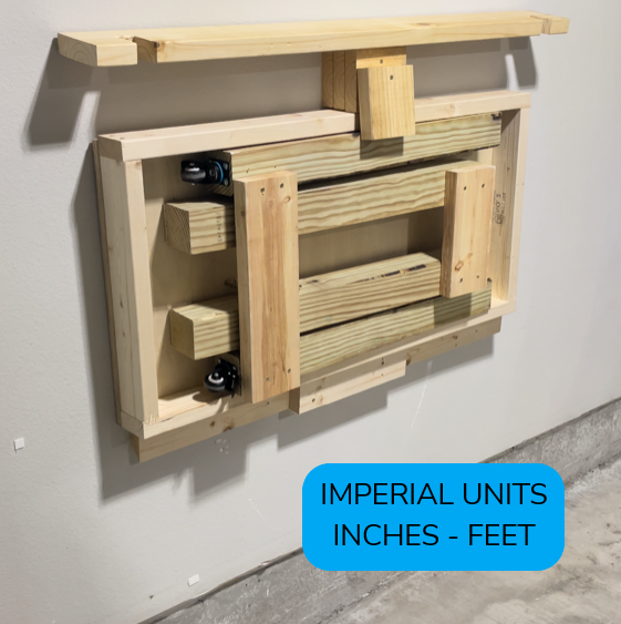 Folding Work Bench Wall Mountable. Build Plans imperial US Standard Lumber  Sizes 