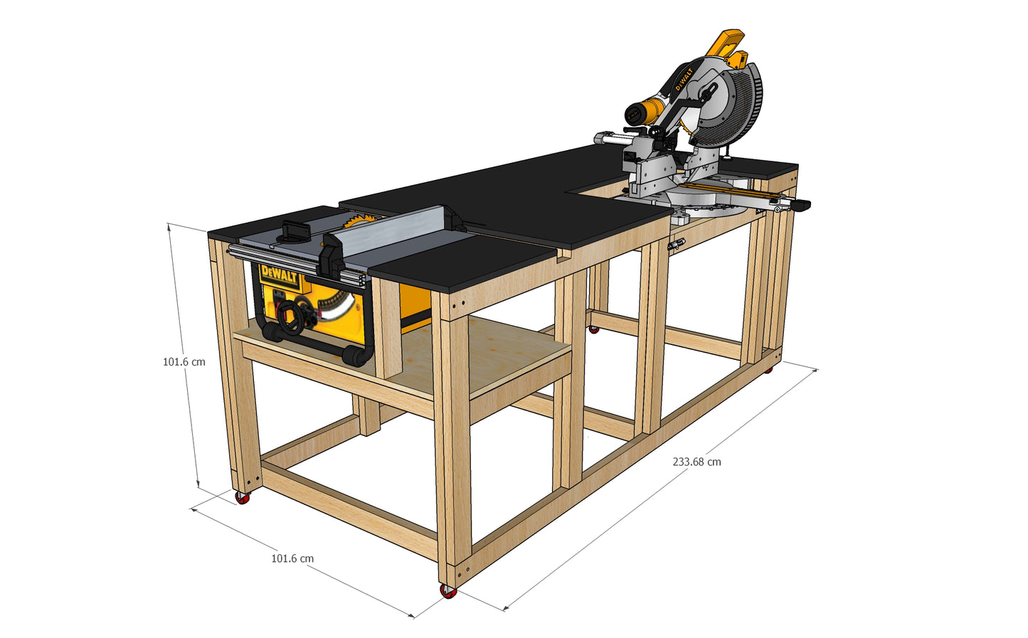Mobile Miter / Table Saw Workbench Plans - Instant PDF Download - Metric Units