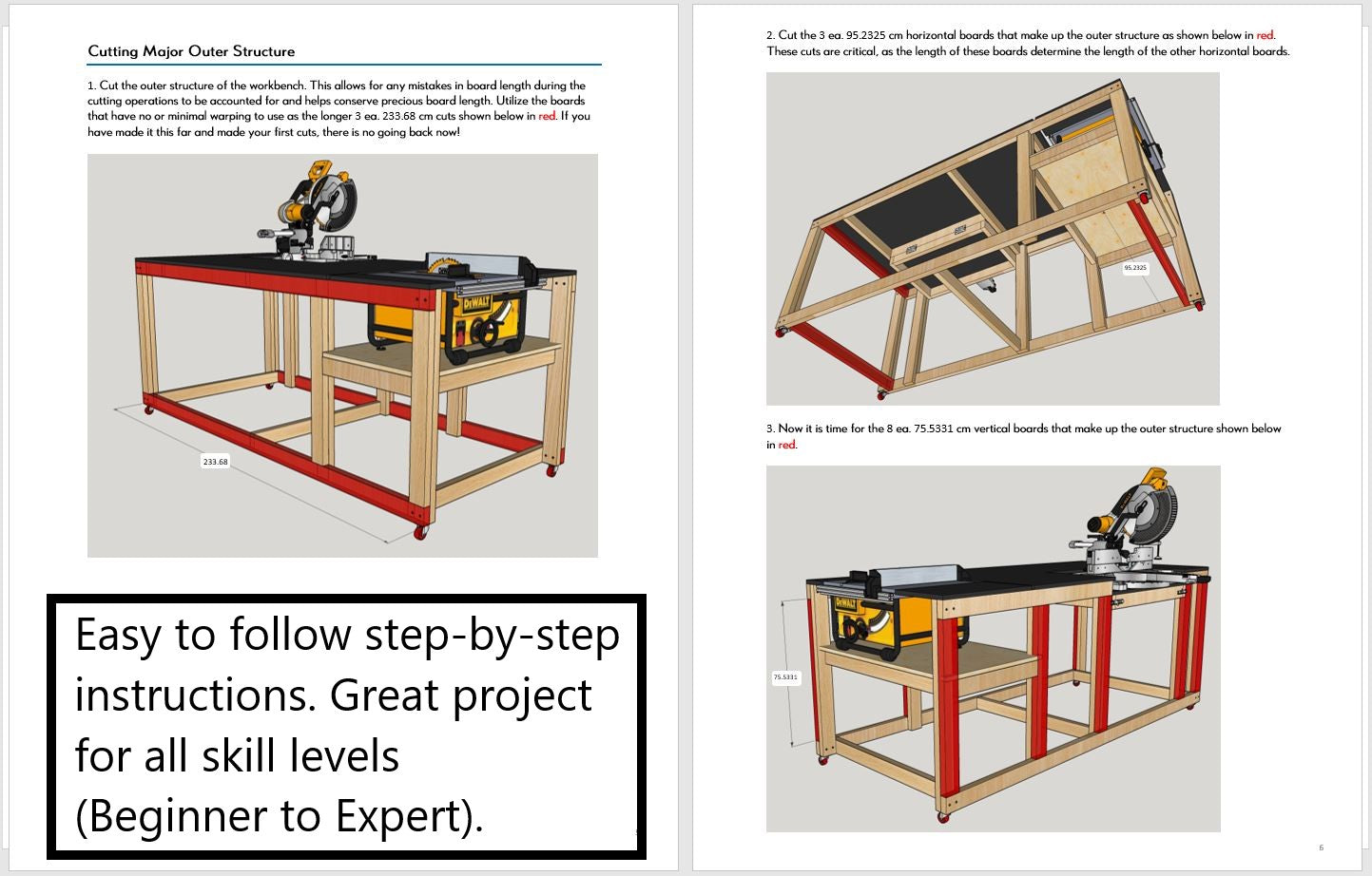 Mobile Miter / Table Saw Workbench Plans - Instant PDF Download - Metric Units