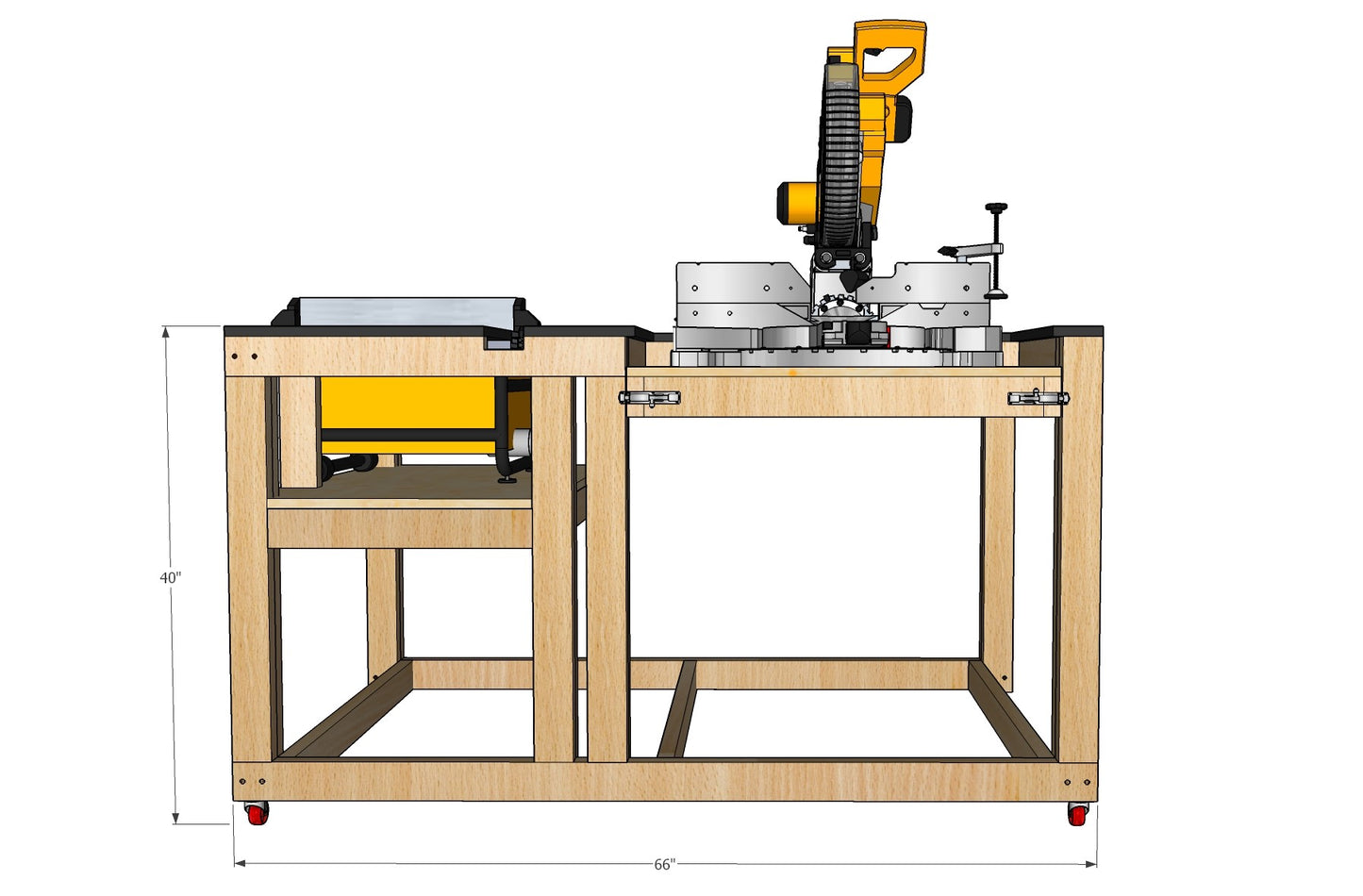 Compact Mobile Workbench Plans for Miter / Table Saw - Instant PDF Download - Imperial Units