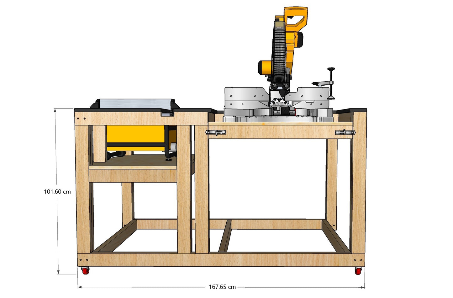 Compact Mobile Workbench Plans for Miter / Table Saw - Instant PDF Download - Metric Units
