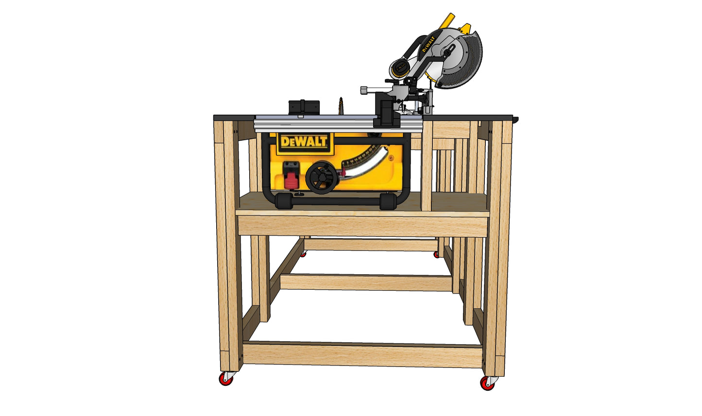 Mobile Miter / Table Saw Workbench Plans - Instant PDF Download - Imperial Units