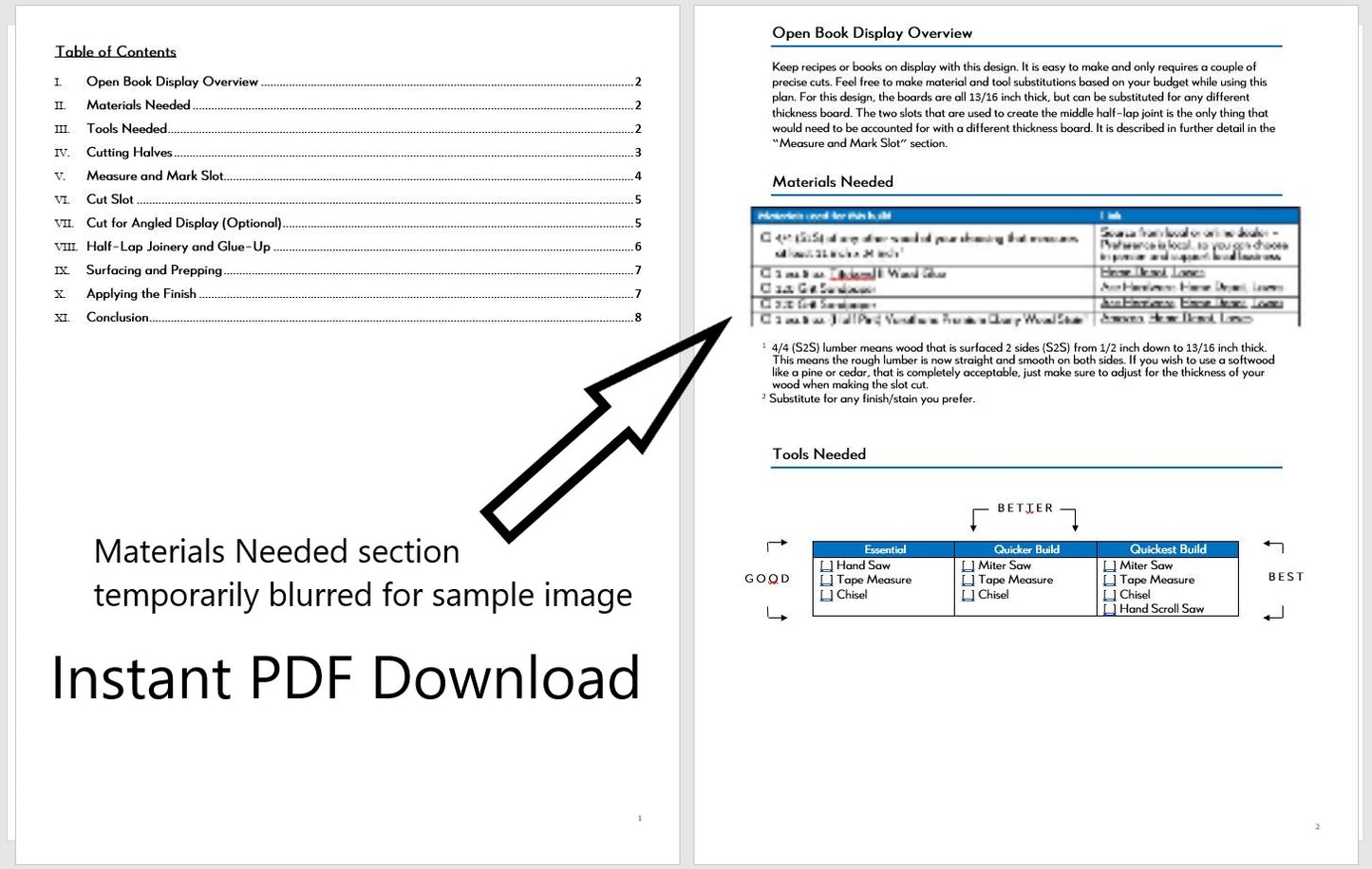 Open Book Display Plan - Instant PDF Download - Book Holder Plan